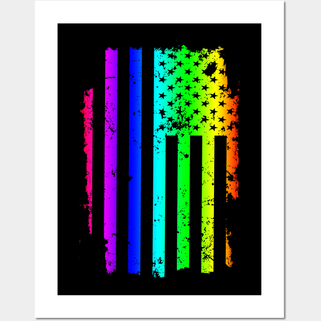 'Gay Pride American Flag' Awesome Rainbows Gift Wall Art by ourwackyhome